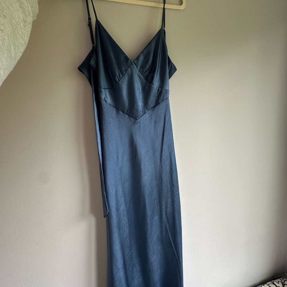 Hello Molly Maxi Blue Satin Slip Dress